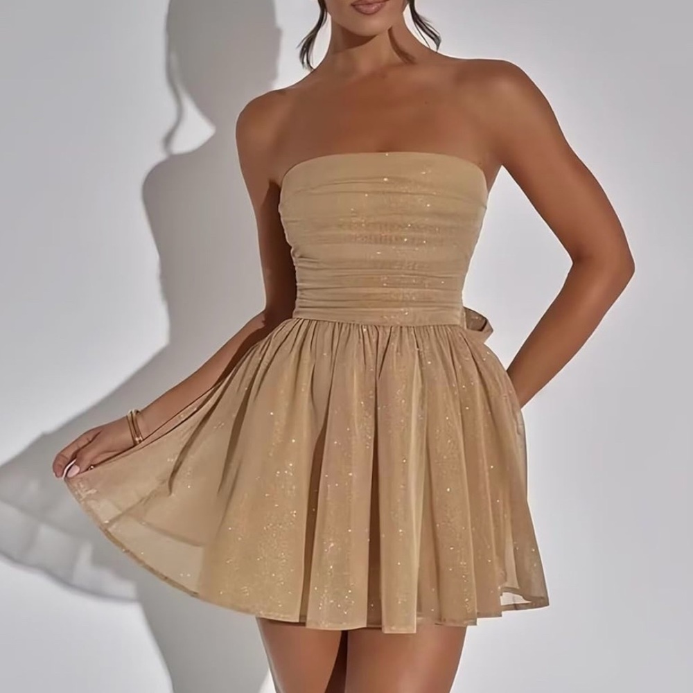 PHIYOLIN Gold Homecoming Dress